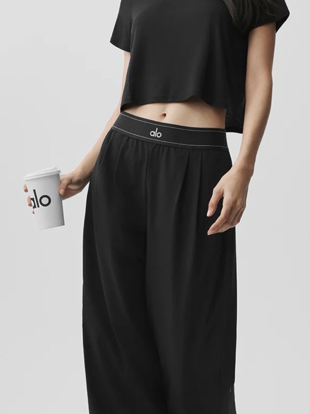 ALO Yoga Black SuitUp Trouser wide leg Pants
